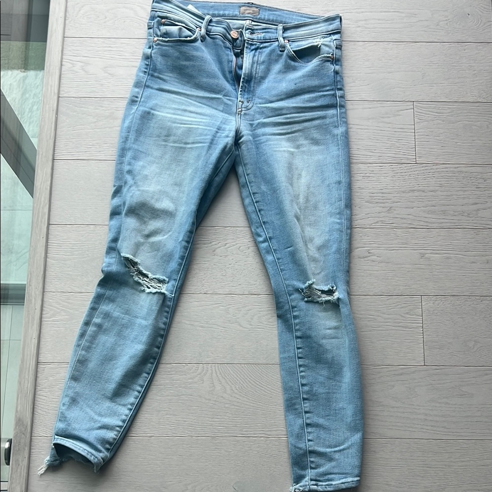 MOTHER Blue High-Rise Skinny Jeans